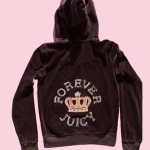 Y2K AUTHENTIC JUICY COUTURE VELOUR ZIP UP HOODIE SEQUENCE CROWN BADDIE